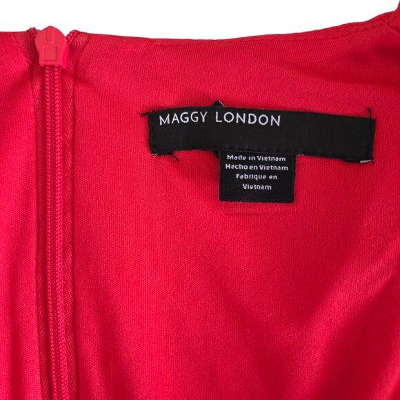 Maggy London Long V-Neck Dolman Sleeve Jumpsuit 10 Wide Pants Pockets NWT - Picture 11 of 12
